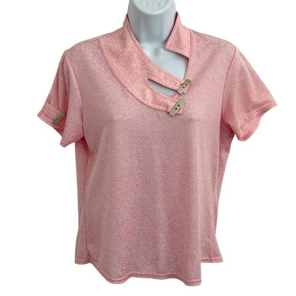 jamie sadock Tops - JAMIE SADOCK Women’s Small Stretch Wrap Metal Button Pink Athletic Golf Polo Top